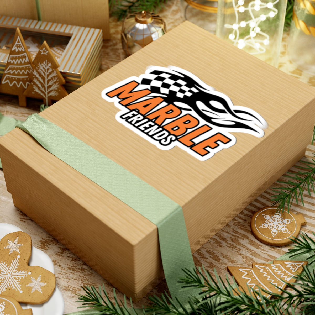 Vibrant Kiss-Cut Stickers for Car Lovers, Marble Friends Lapel Decals, Racing Theme Stickers, Gift for Friends, Unique Laptop Decor