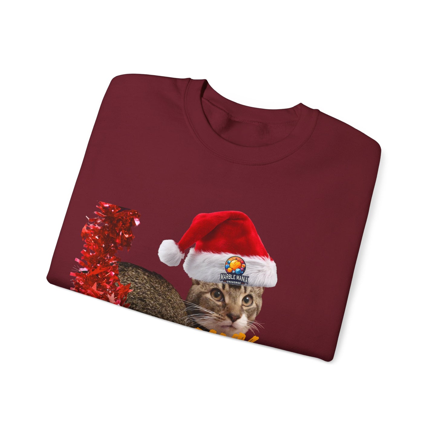 Christmas Cat Crewneck Sweatshirt — "Meowy Christmas" Holiday Sweatshirt