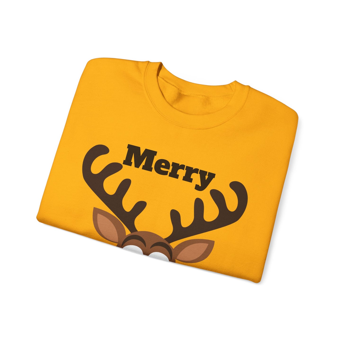 Merry Marblemas Crewneck Sweatshirt — Festive Reindeer Graphic Holiday Sweatshirt