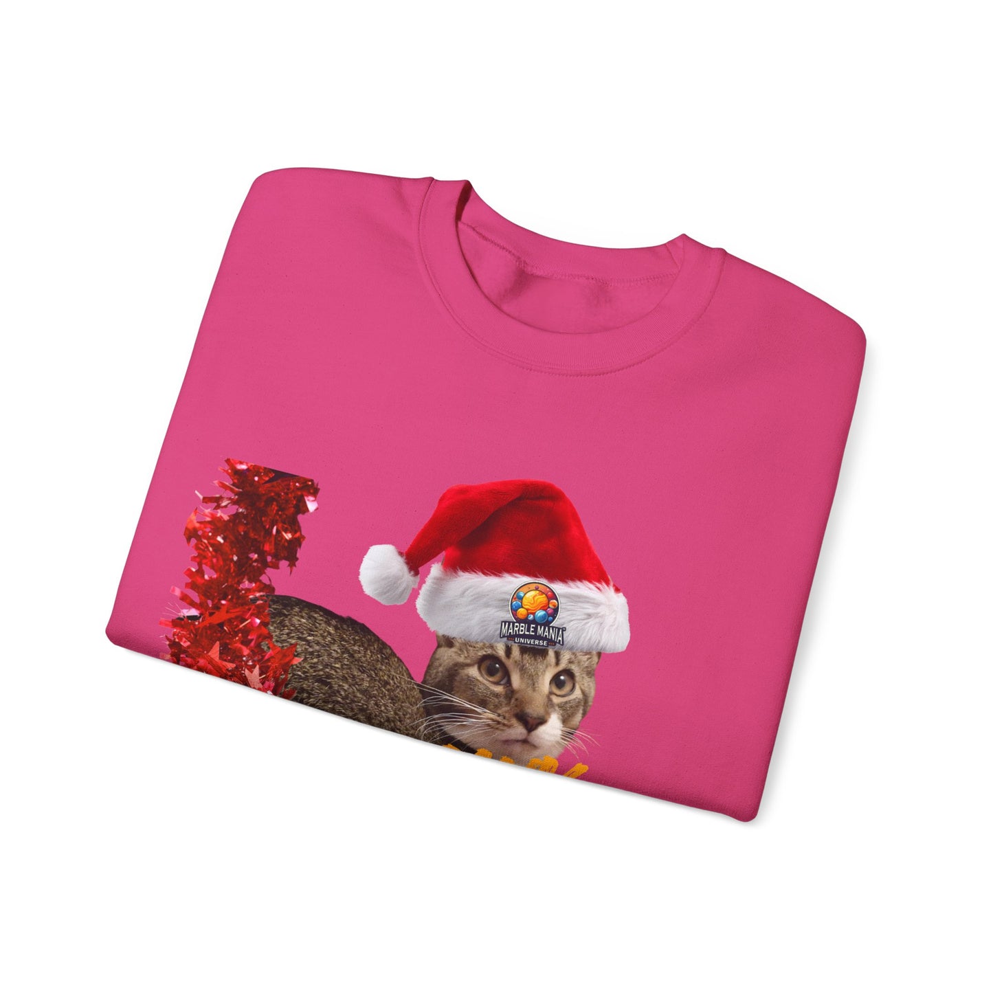Christmas Cat Crewneck Sweatshirt — "Meowy Christmas" Holiday Sweatshirt