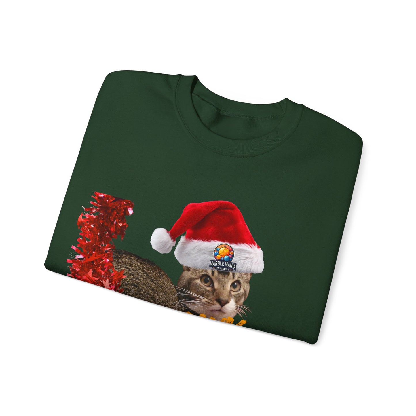 Christmas Cat Crewneck Sweatshirt — "Meowy Christmas" Holiday Sweatshirt