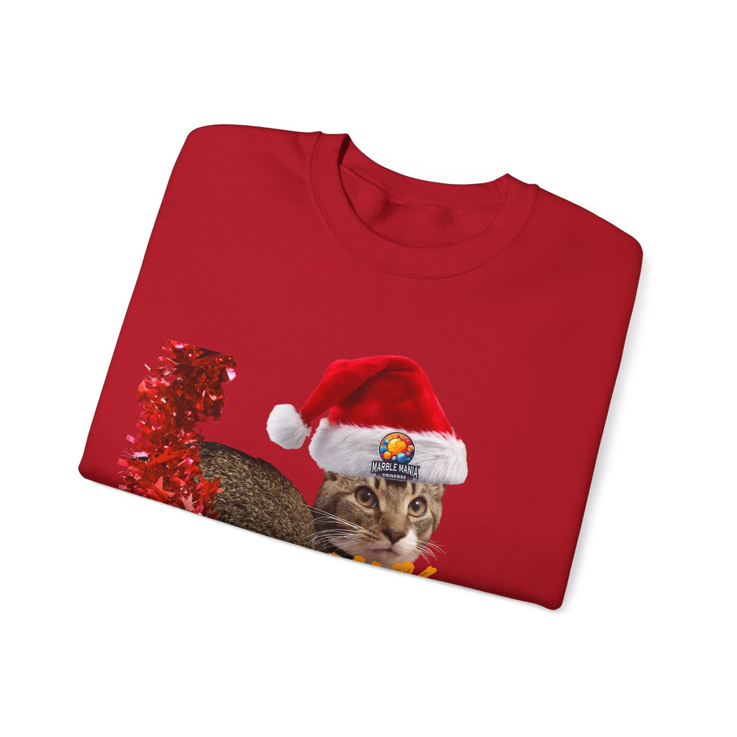 Christmas Cat Crewneck Sweatshirt — "Meowy Christmas" Holiday Sweatshirt