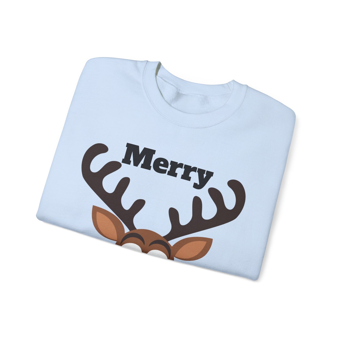 Merry Marblemas Crewneck Sweatshirt — Festive Reindeer Graphic Holiday Sweatshirt