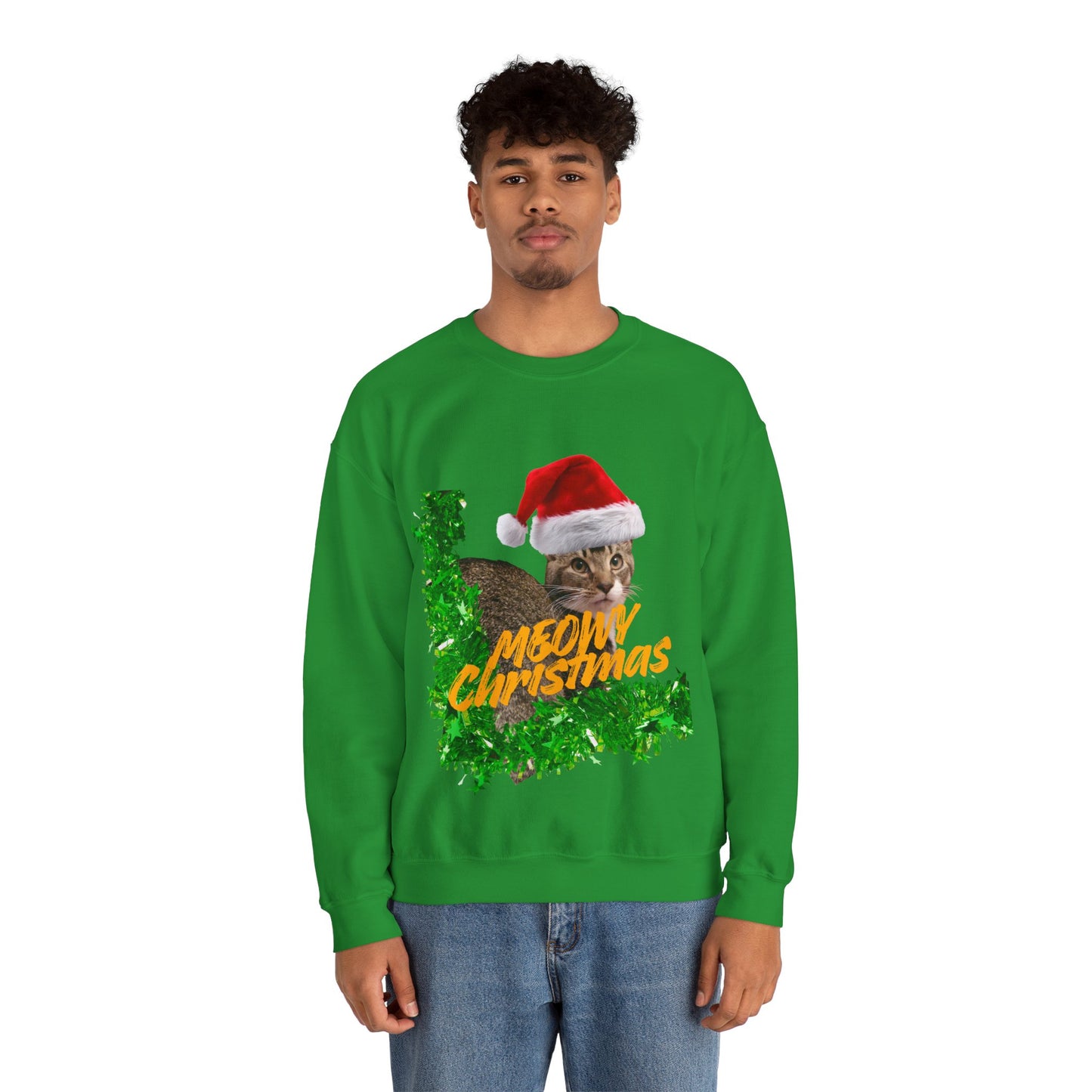 Christmas Cat Sweatshirt – “Meowy Christmas” Holiday Crewneck