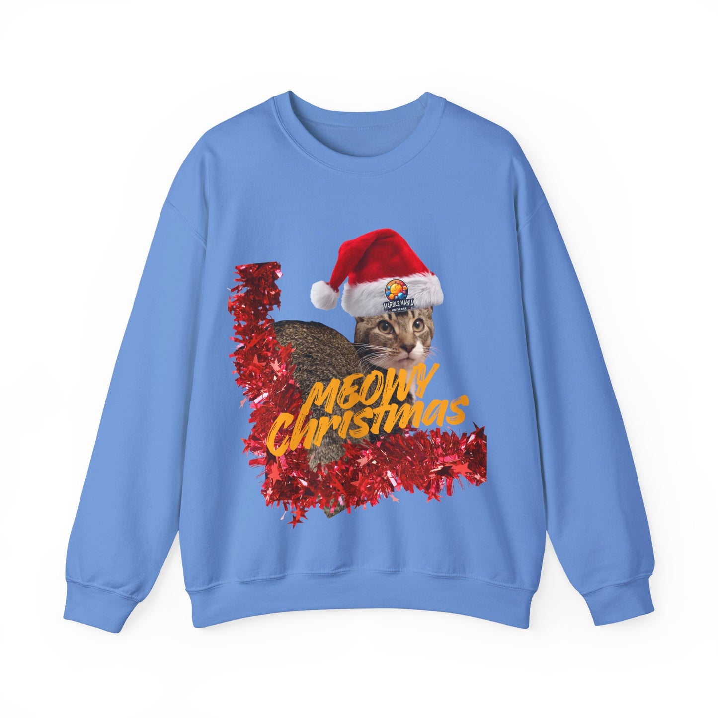 Christmas Cat Crewneck Sweatshirt — "Meowy Christmas" Holiday Sweatshirt