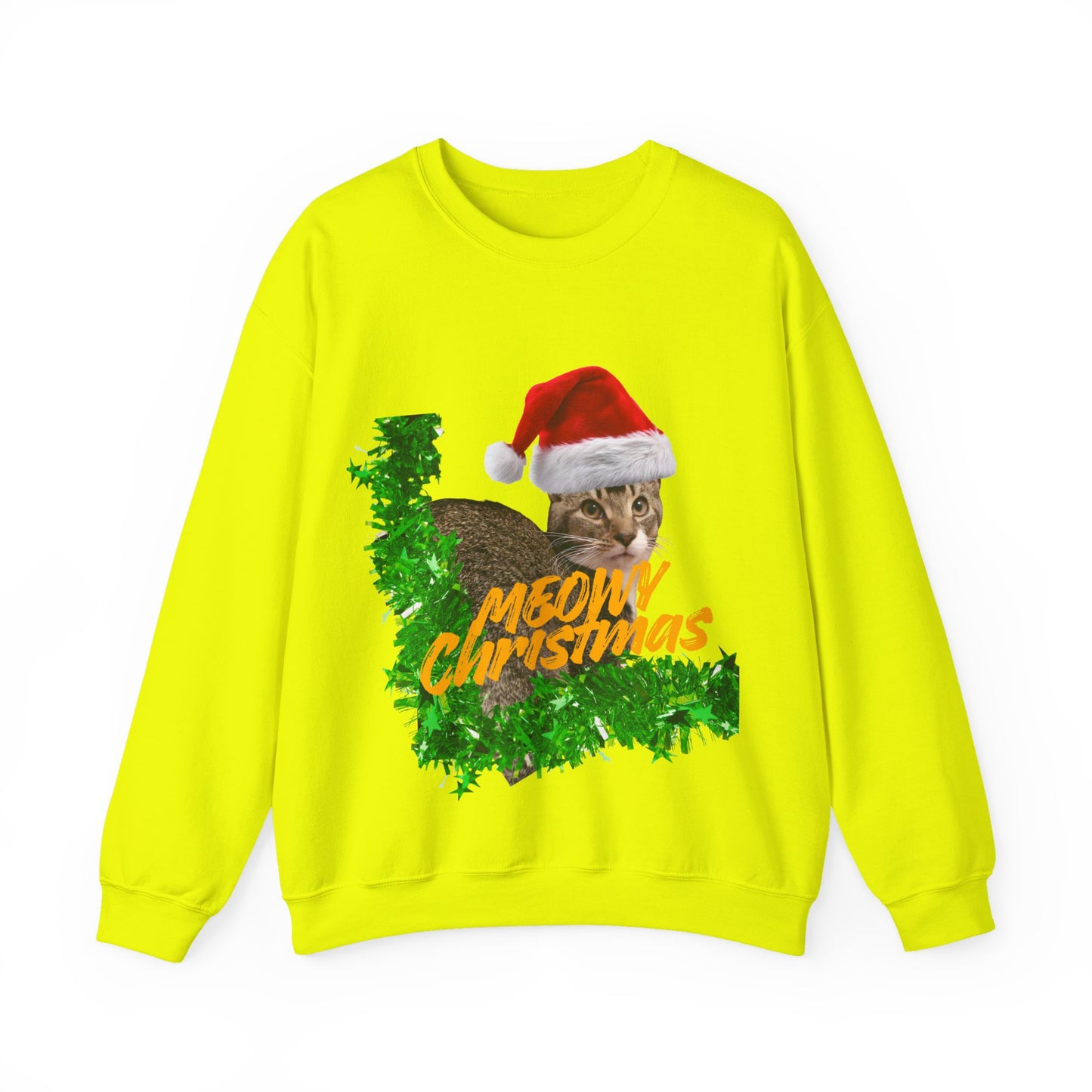 Christmas Cat Sweatshirt – “Meowy Christmas” Holiday Crewneck