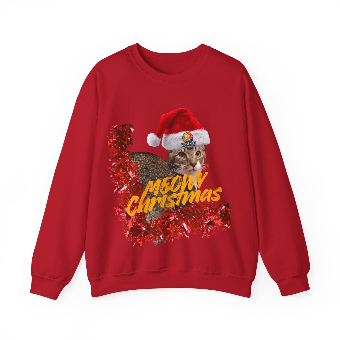 Christmas Cat Crewneck Sweatshirt — "Meowy Christmas" Holiday Sweatshirt