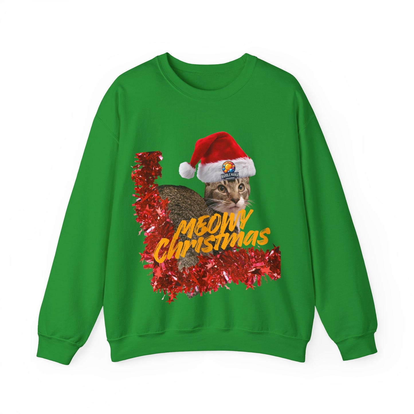 Christmas Cat Crewneck Sweatshirt — "Meowy Christmas" Holiday Sweatshirt