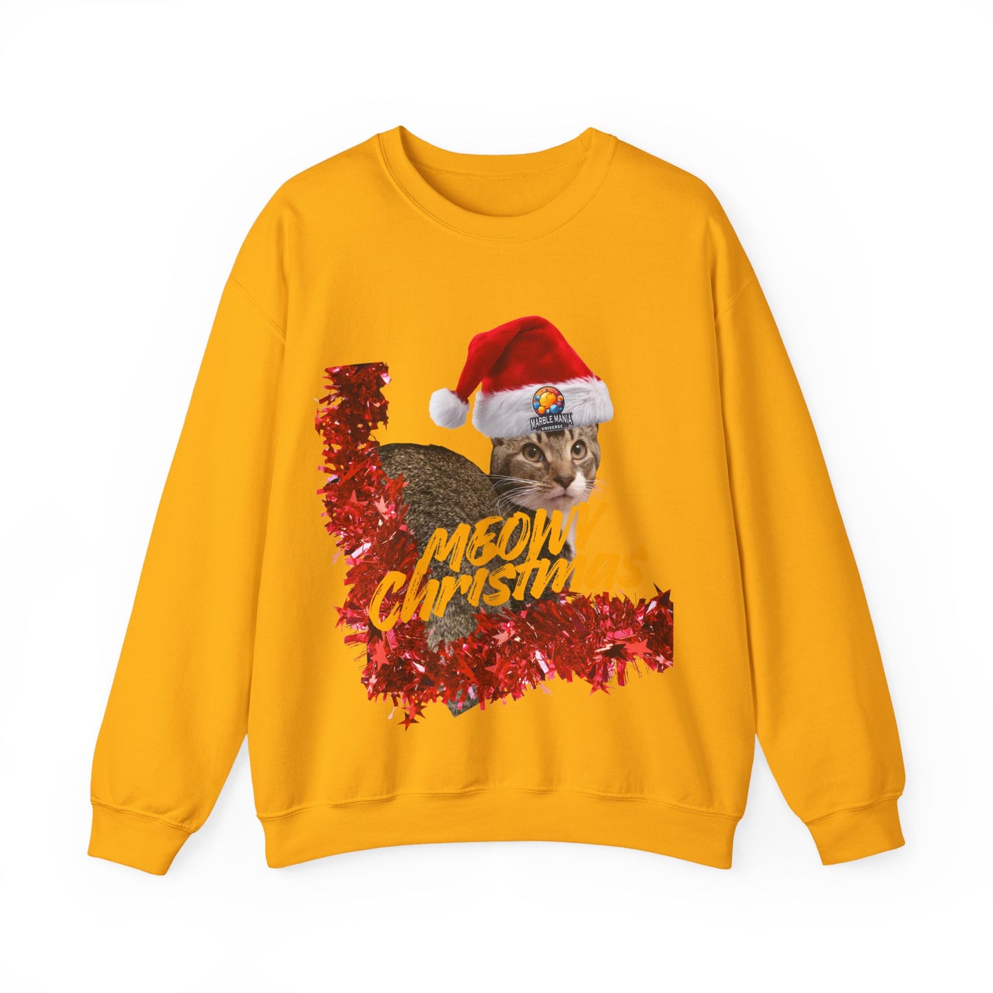 Christmas Cat Crewneck Sweatshirt — "Meowy Christmas" Holiday Sweatshirt
