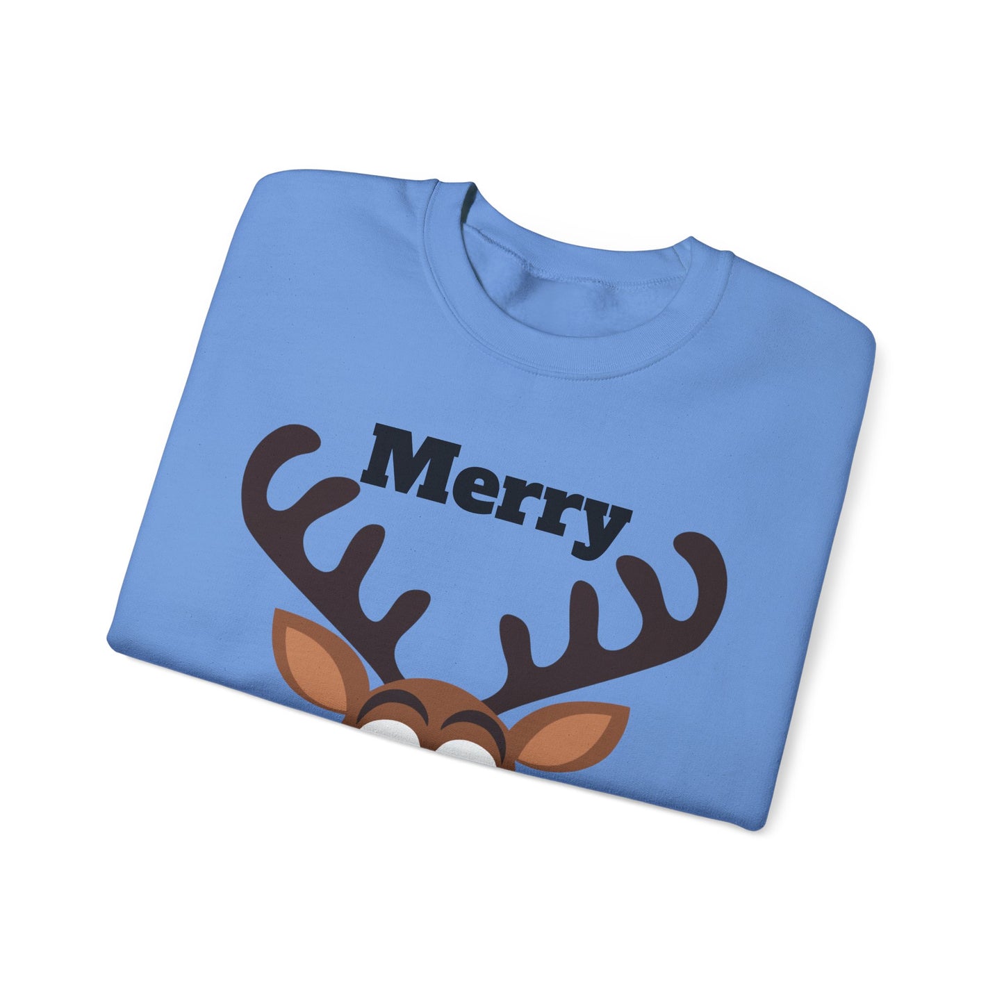 Merry Marblemas Crewneck Sweatshirt — Festive Reindeer Graphic Holiday Sweatshirt