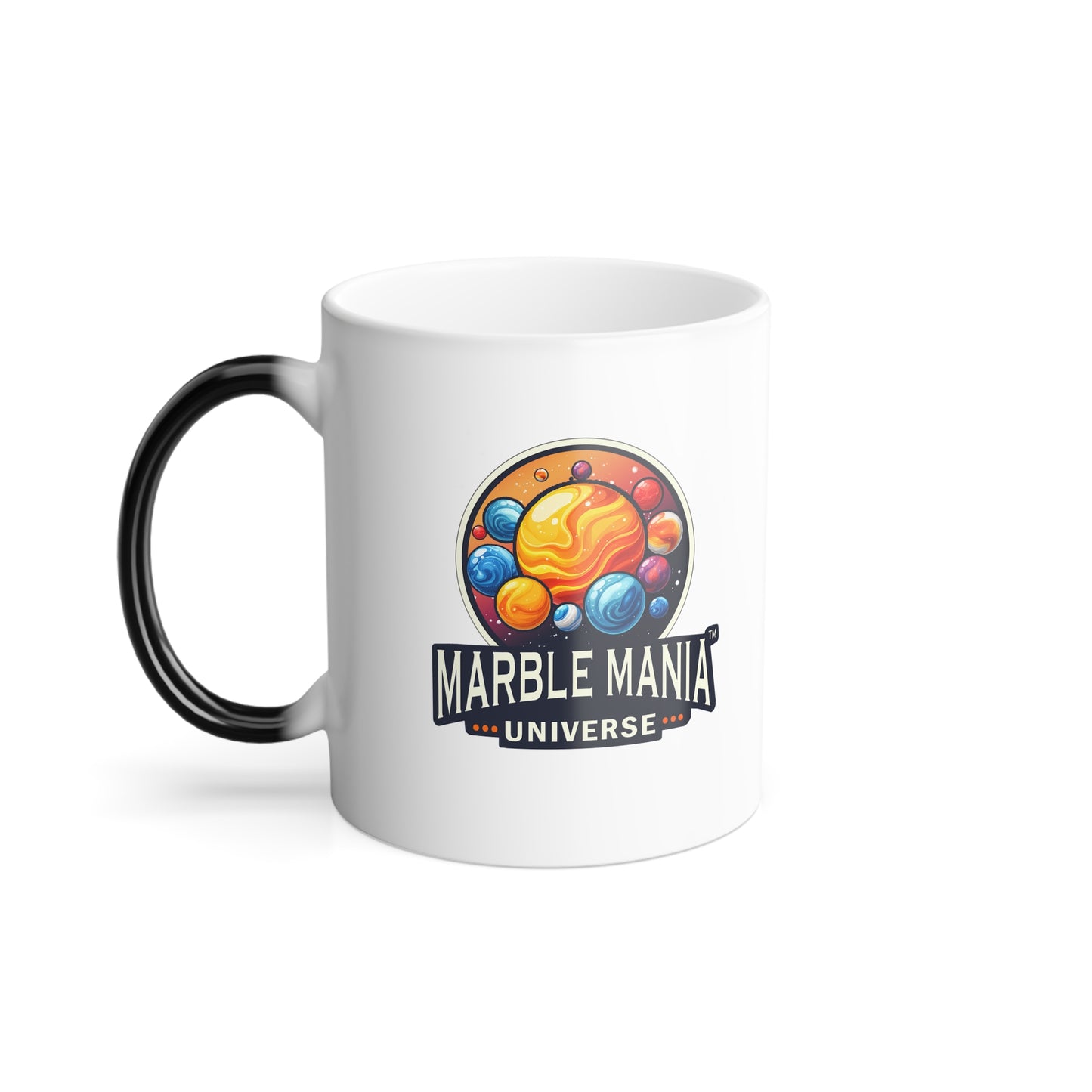 Marble Mania Universe Logo Colour Morphing Mug – Heat-Activated Ceramic Mug