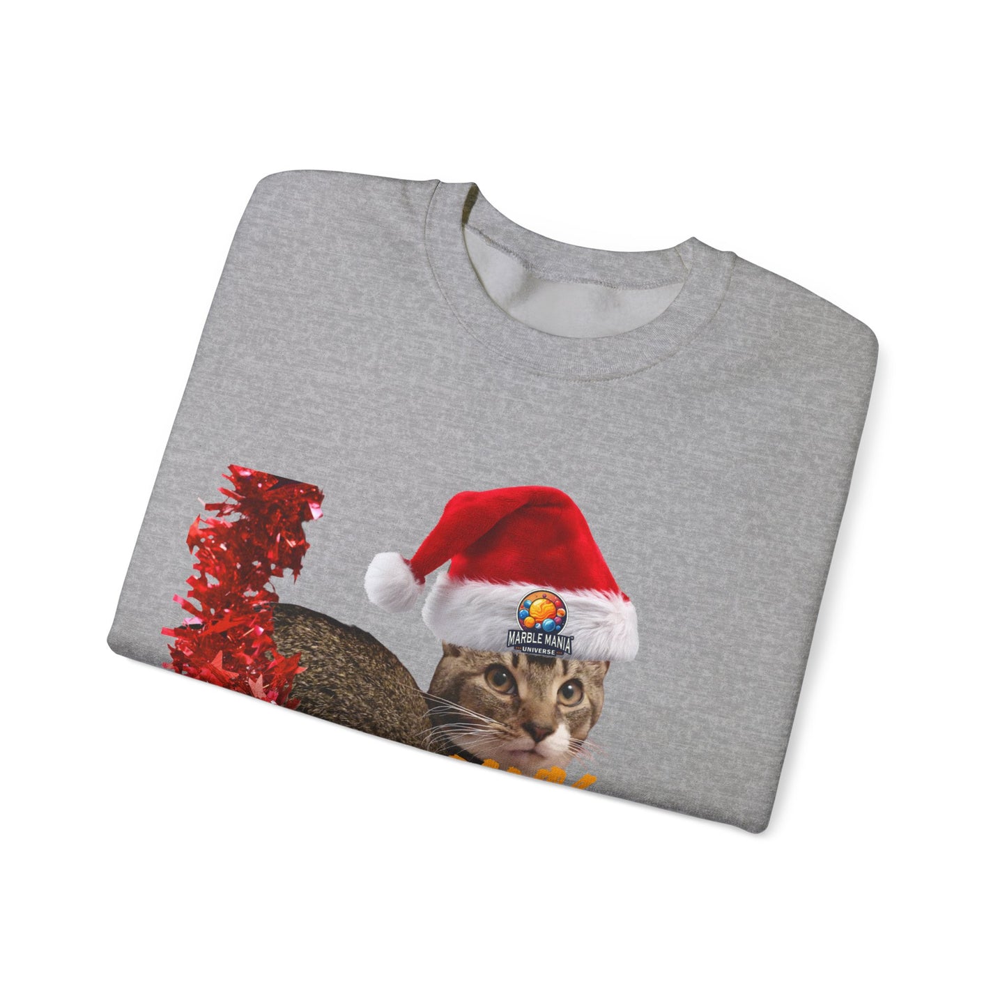 Christmas Cat Crewneck Sweatshirt — "Meowy Christmas" Holiday Sweatshirt