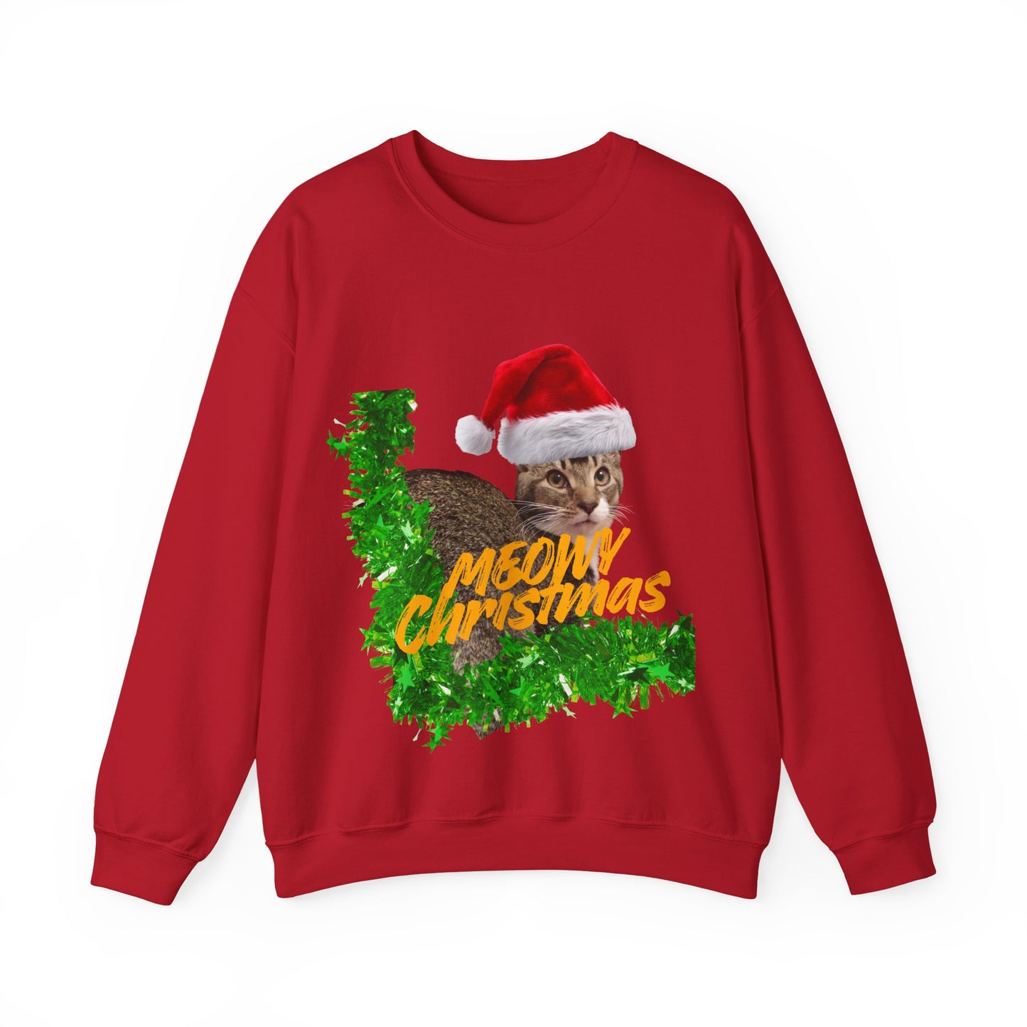 Christmas Cat Sweatshirt – “Meowy Christmas” Holiday Crewneck