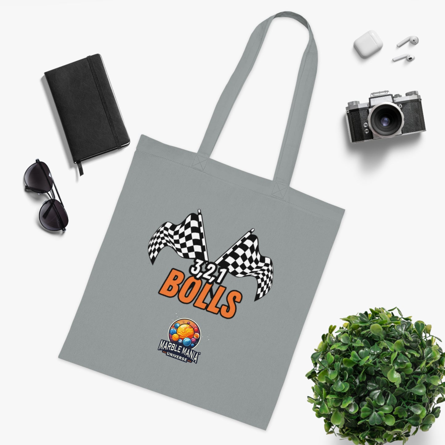 Marble Mania Universe "3, 2, 1 Bolls" Cotton Tote Bag