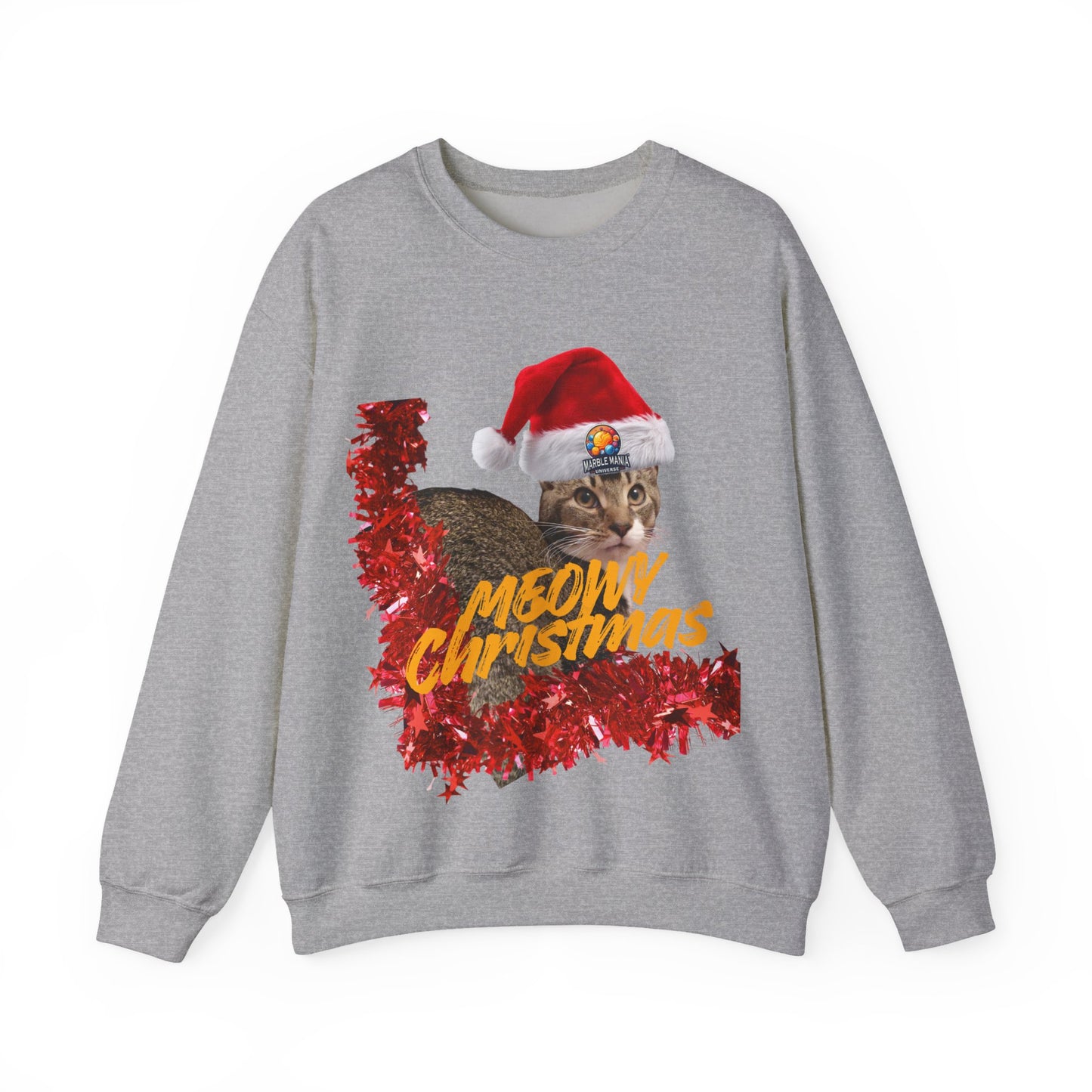 Christmas Cat Crewneck Sweatshirt — "Meowy Christmas" Holiday Sweatshirt
