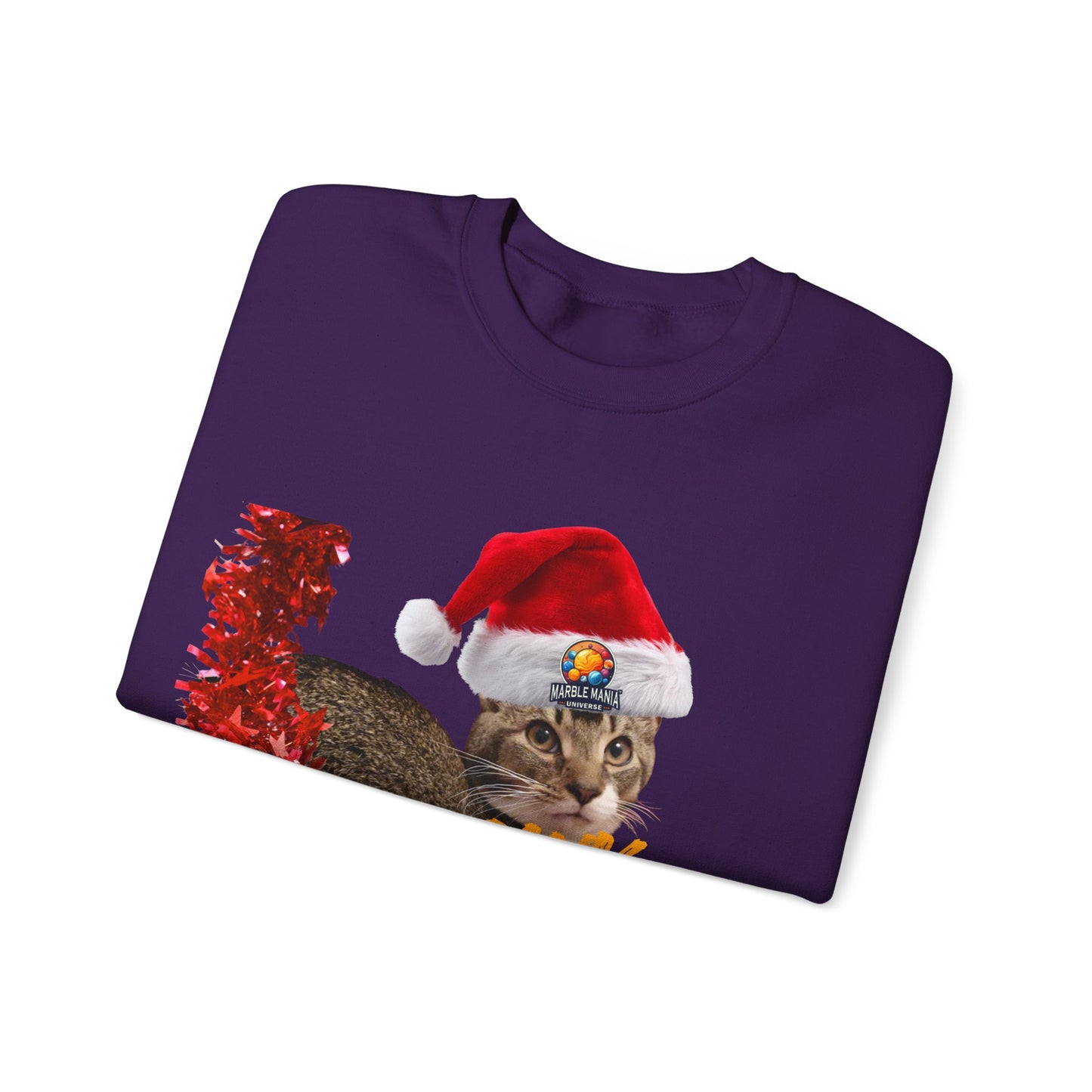 Christmas Cat Crewneck Sweatshirt — "Meowy Christmas" Holiday Sweatshirt