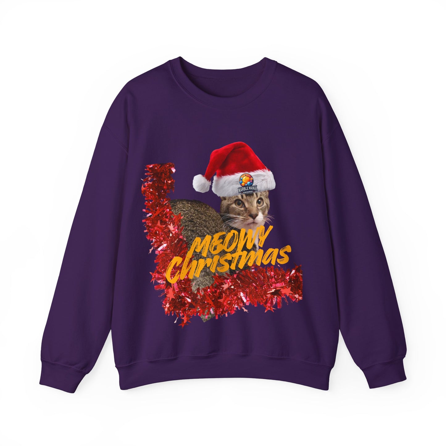 Christmas Cat Crewneck Sweatshirt — "Meowy Christmas" Holiday Sweatshirt