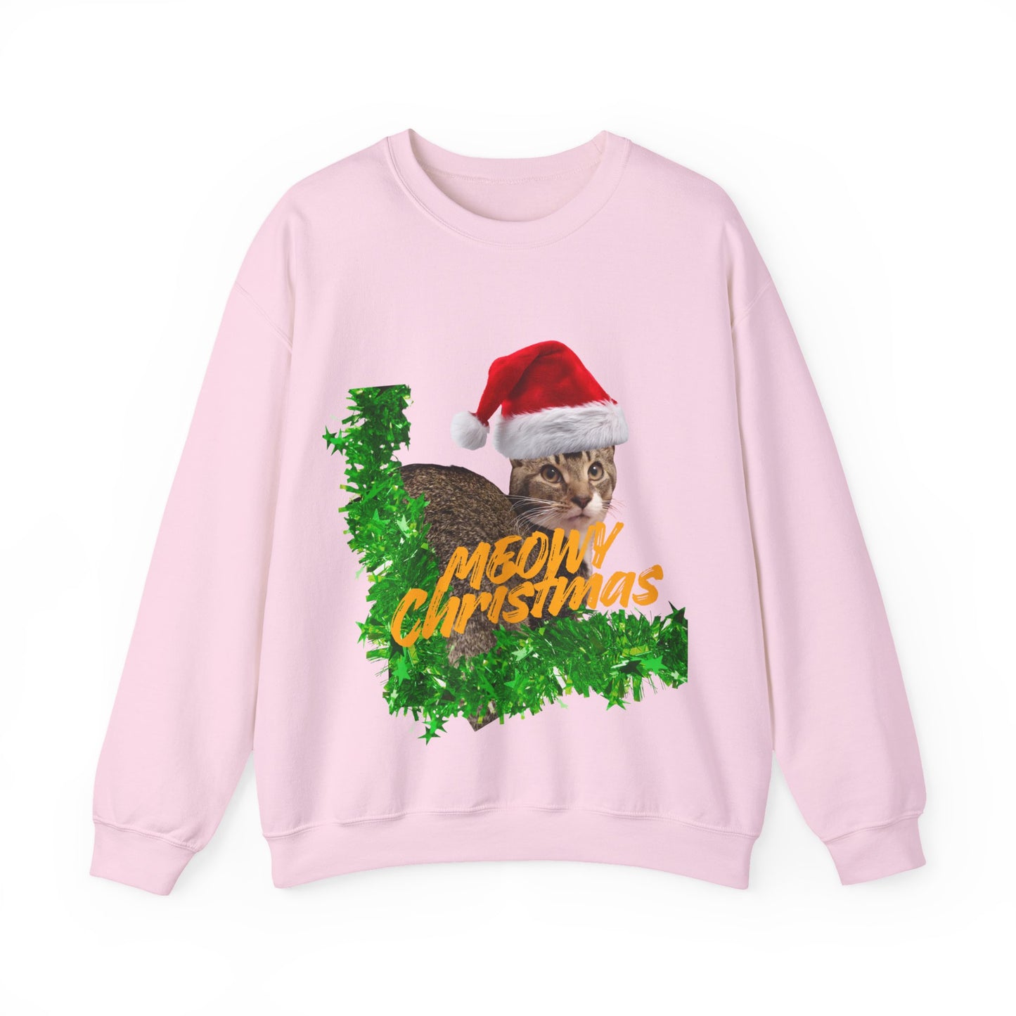 Christmas Cat Sweatshirt – “Meowy Christmas” Holiday Crewneck