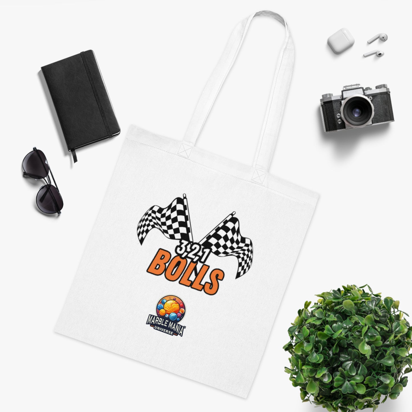 Marble Mania Universe "3, 2, 1 Bolls" Cotton Tote Bag