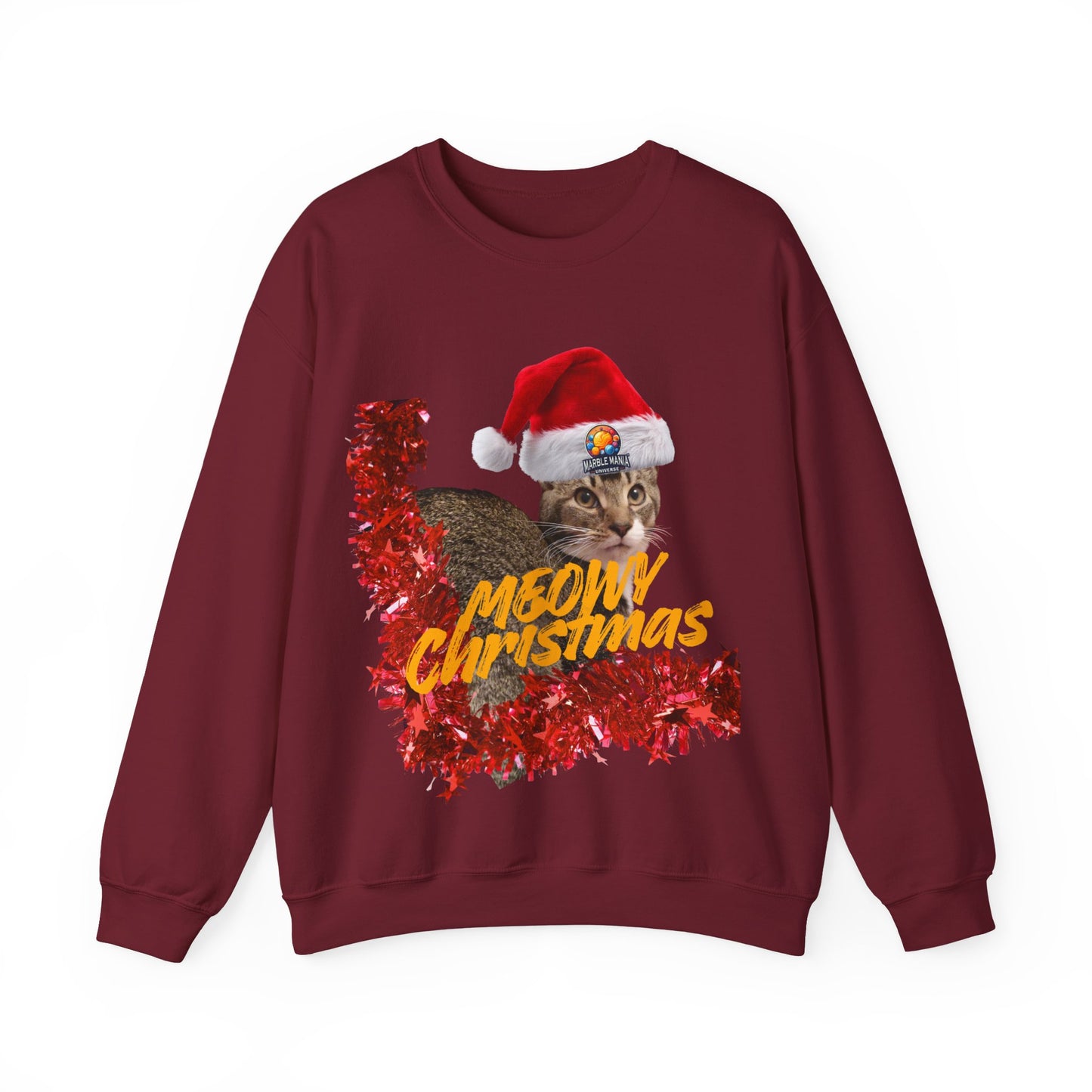 Christmas Cat Crewneck Sweatshirt — "Meowy Christmas" Holiday Sweatshirt
