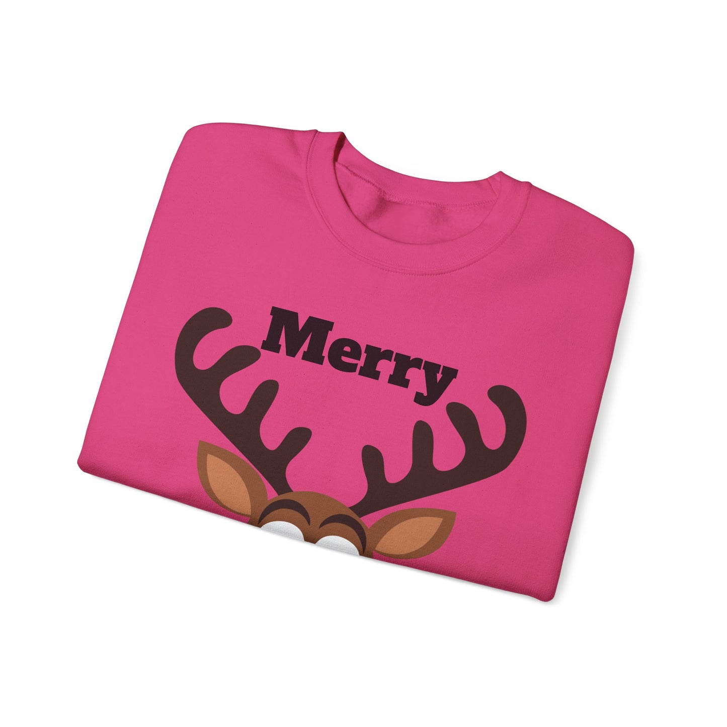 Merry Marblemas Crewneck Sweatshirt — Festive Reindeer Graphic Holiday Sweatshirt
