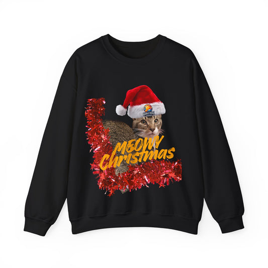 Christmas Cat Crewneck Sweatshirt — "Meowy Christmas" Holiday Sweatshirt