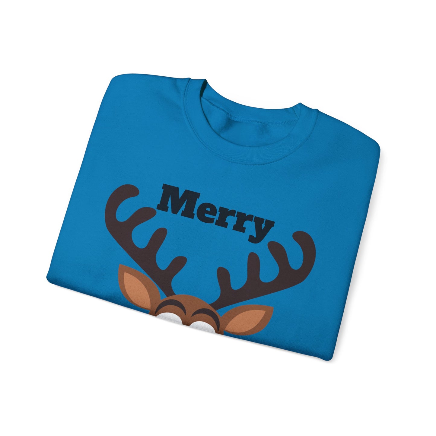 Merry Marblemas Crewneck Sweatshirt — Festive Reindeer Graphic Holiday Sweatshirt