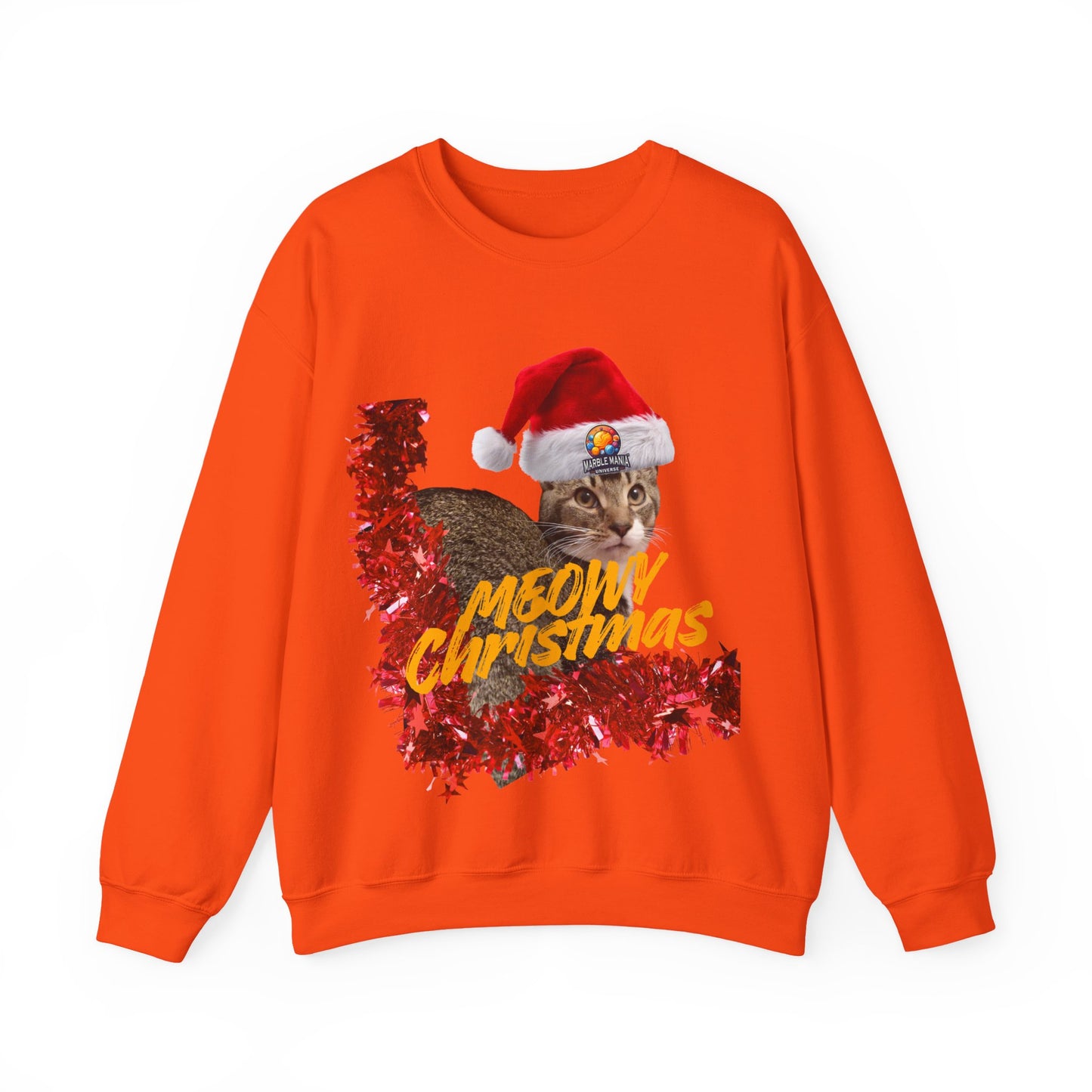 Christmas Cat Crewneck Sweatshirt — "Meowy Christmas" Holiday Sweatshirt