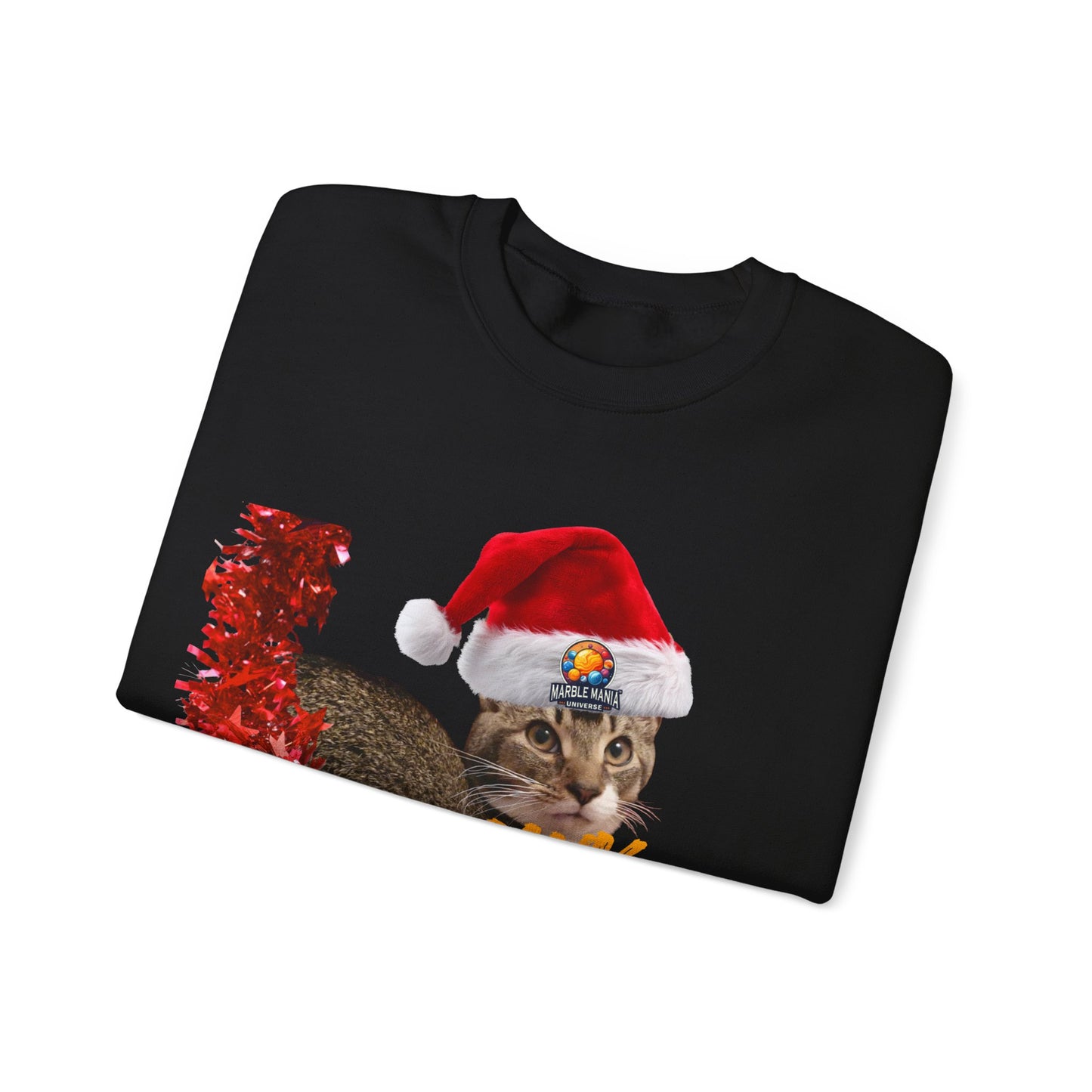 Christmas Cat Crewneck Sweatshirt — "Meowy Christmas" Holiday Sweatshirt