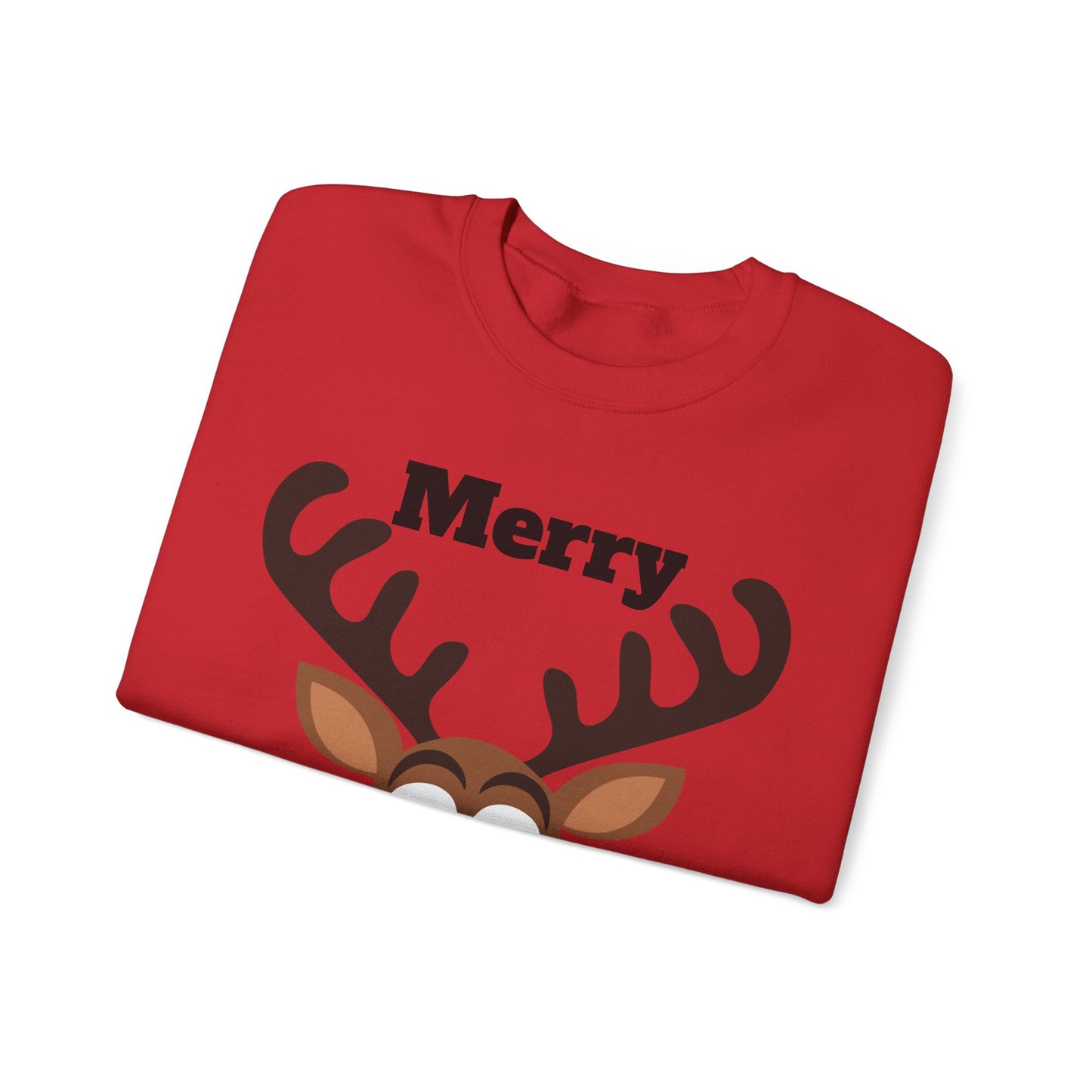 Merry Marblemas Crewneck Sweatshirt — Festive Reindeer Graphic Holiday Sweatshirt