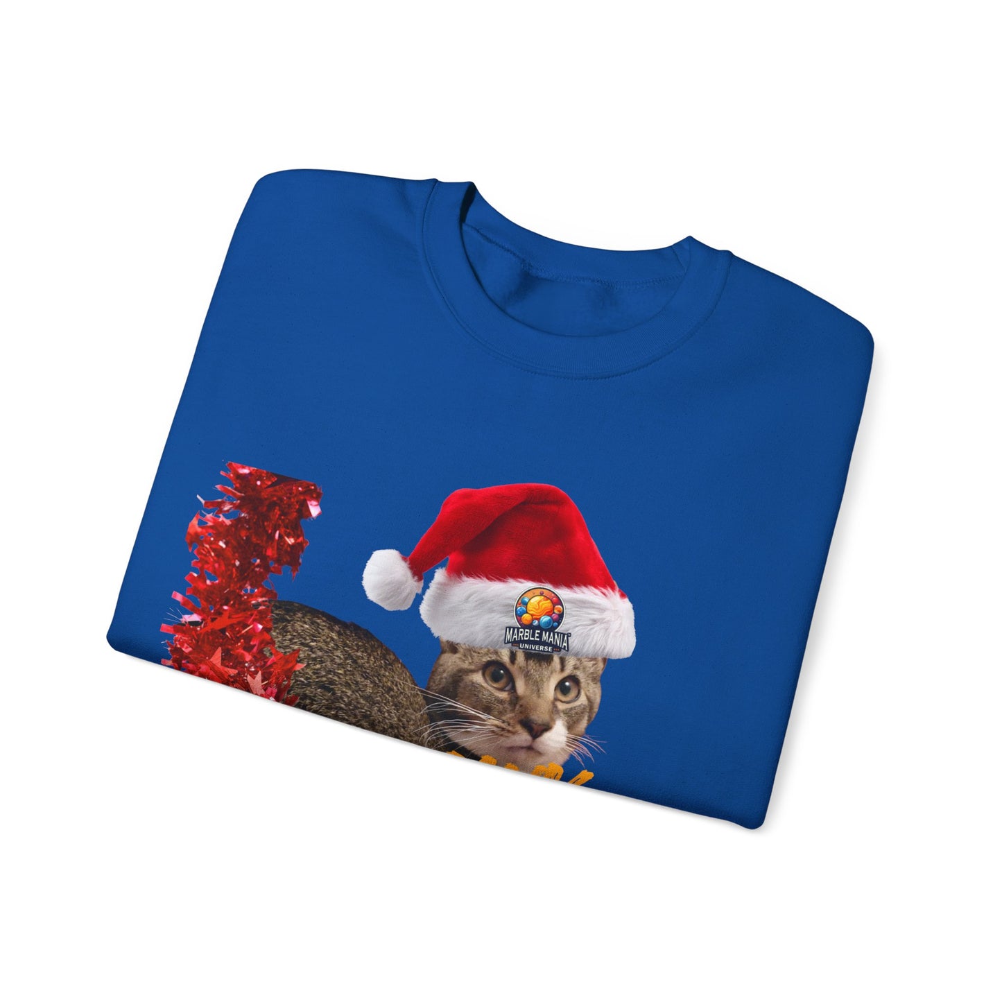 Christmas Cat Crewneck Sweatshirt — "Meowy Christmas" Holiday Sweatshirt
