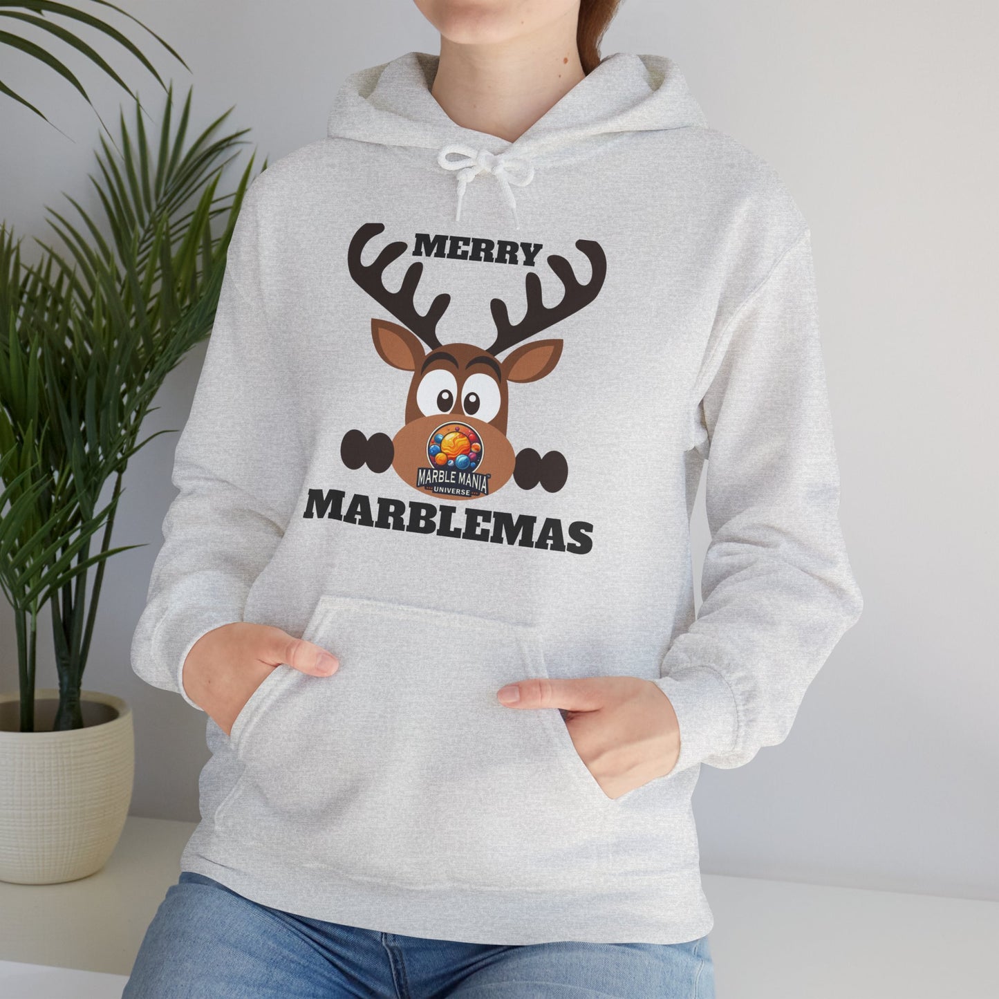 Hoodie — Merry Marblemas Reindeer Christmas Sweatshirt