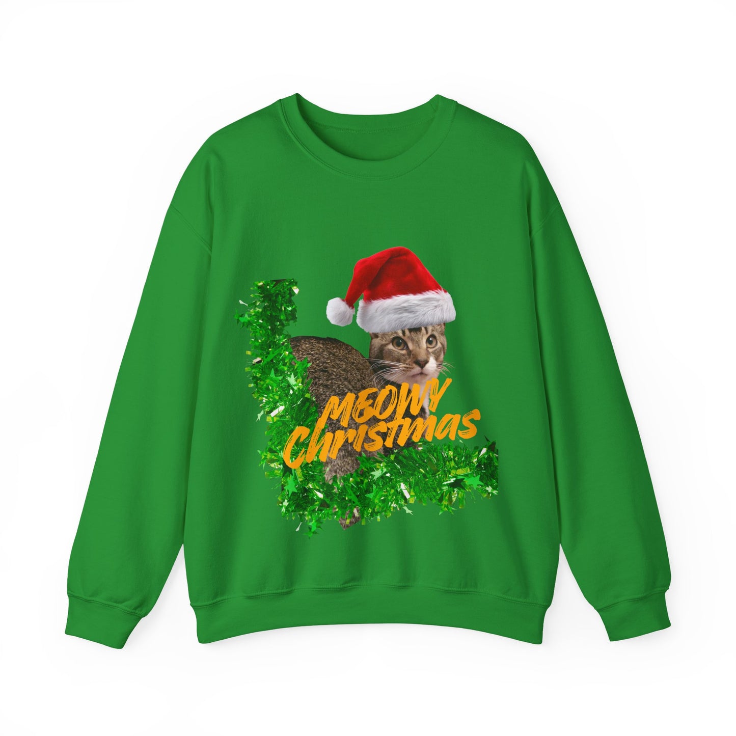 Christmas Cat Sweatshirt – “Meowy Christmas” Holiday Crewneck