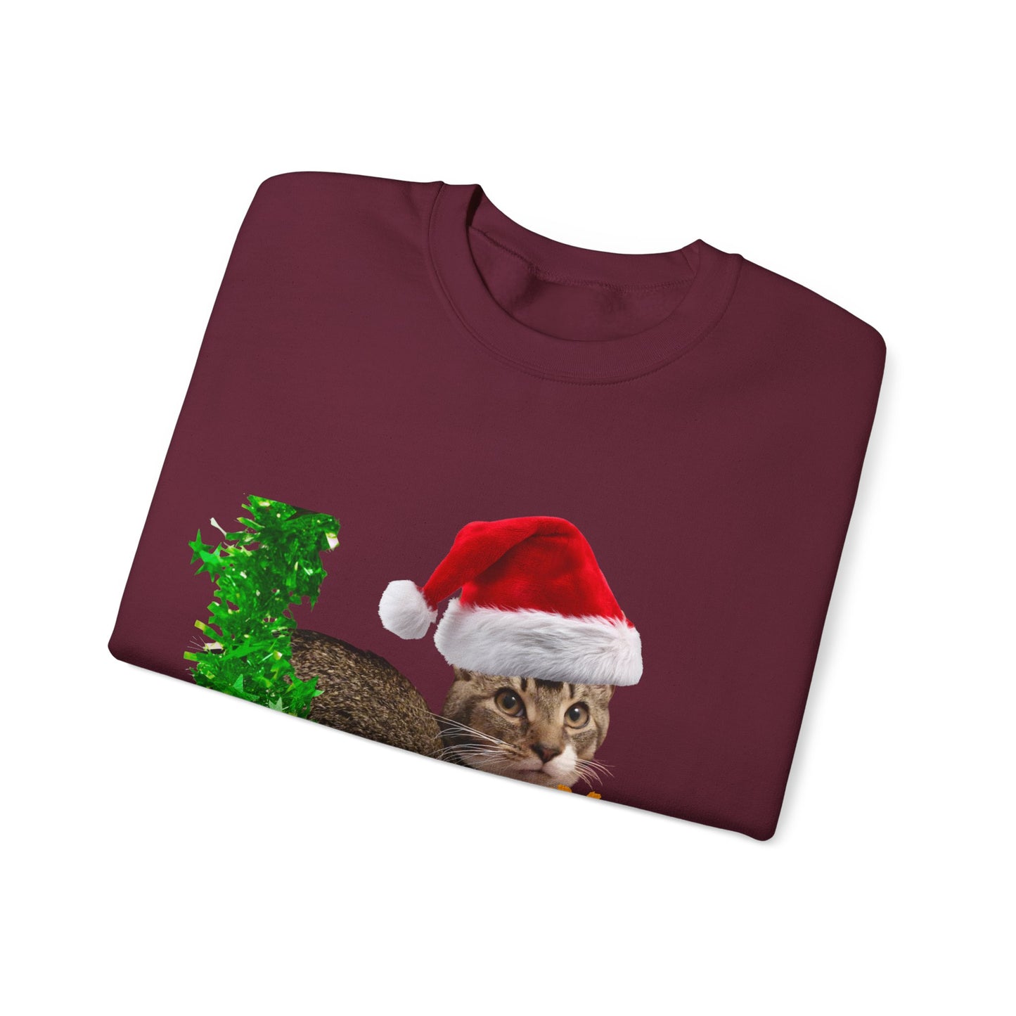 Christmas Cat Sweatshirt – “Meowy Christmas” Holiday Crewneck