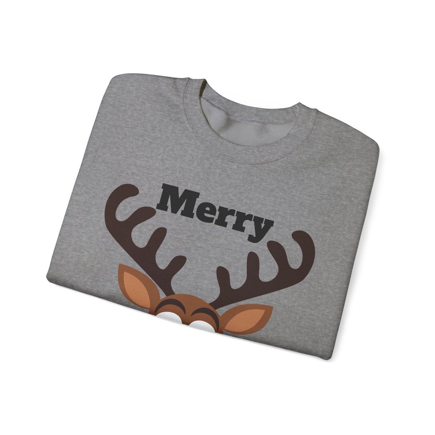 Merry Marblemas Crewneck Sweatshirt — Festive Reindeer Graphic Holiday Sweatshirt
