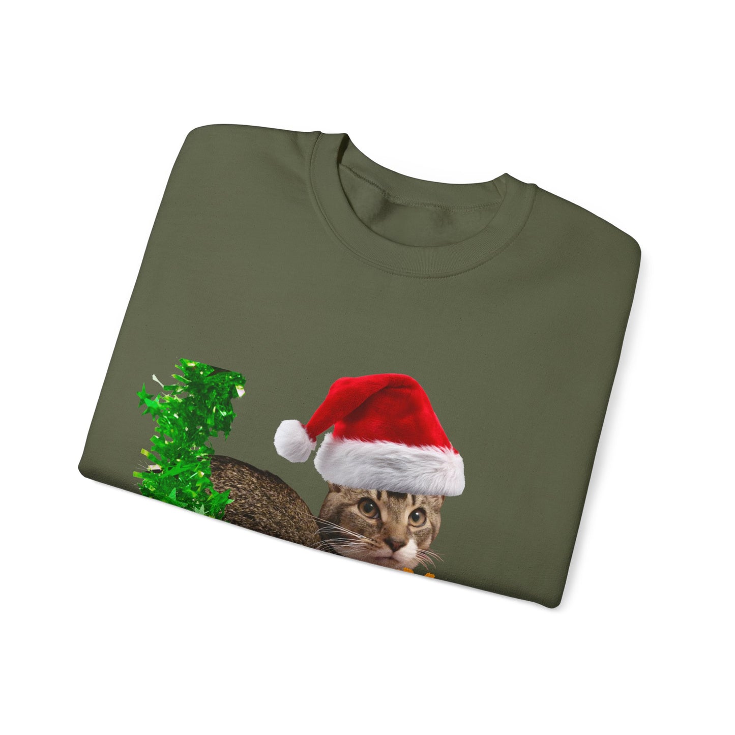 Christmas Cat Sweatshirt – “Meowy Christmas” Holiday Crewneck