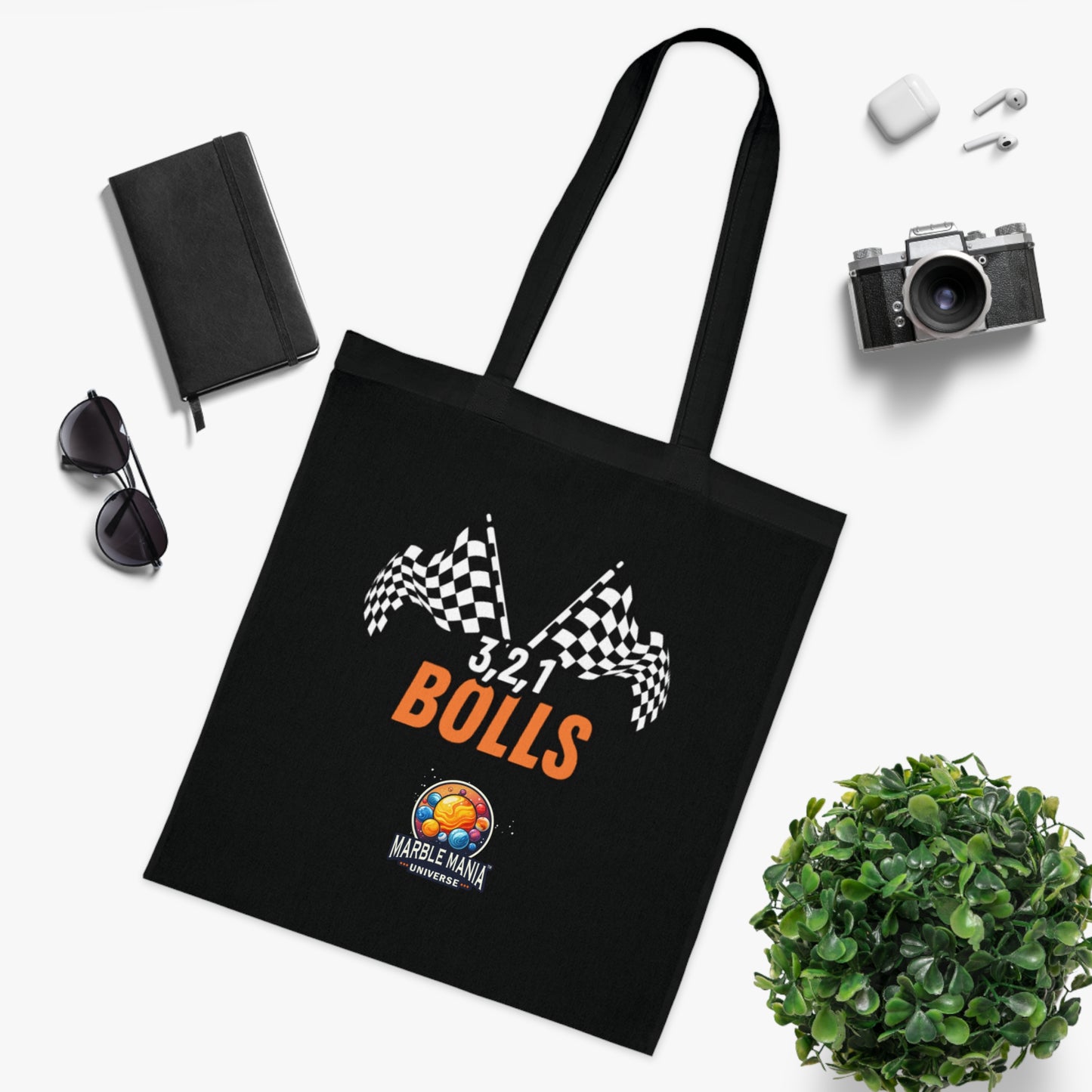 Marble Mania Universe "3, 2, 1 Bolls" Cotton Tote Bag