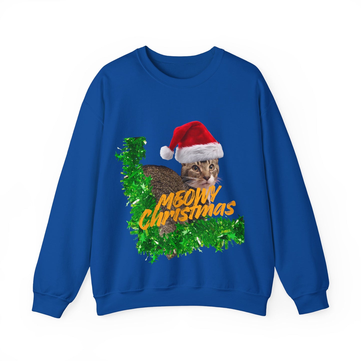 Christmas Cat Sweatshirt – “Meowy Christmas” Holiday Crewneck