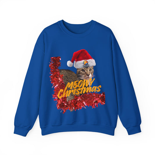 Christmas Cat Crewneck Sweatshirt — "Meowy Christmas" Holiday Sweatshirt