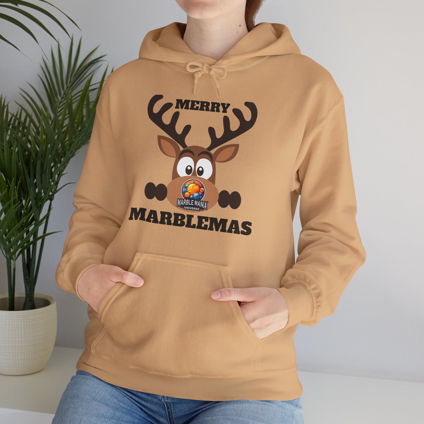 Hoodie — Merry Marblemas Reindeer Christmas Sweatshirt