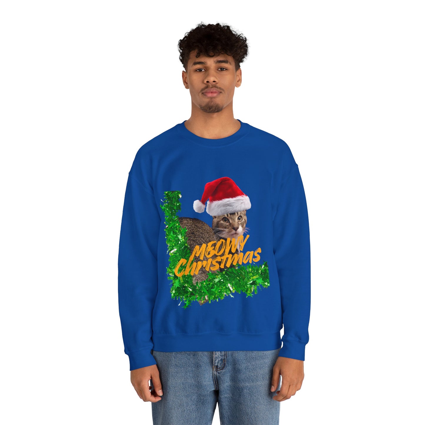 Christmas Cat Sweatshirt – “Meowy Christmas” Holiday Crewneck