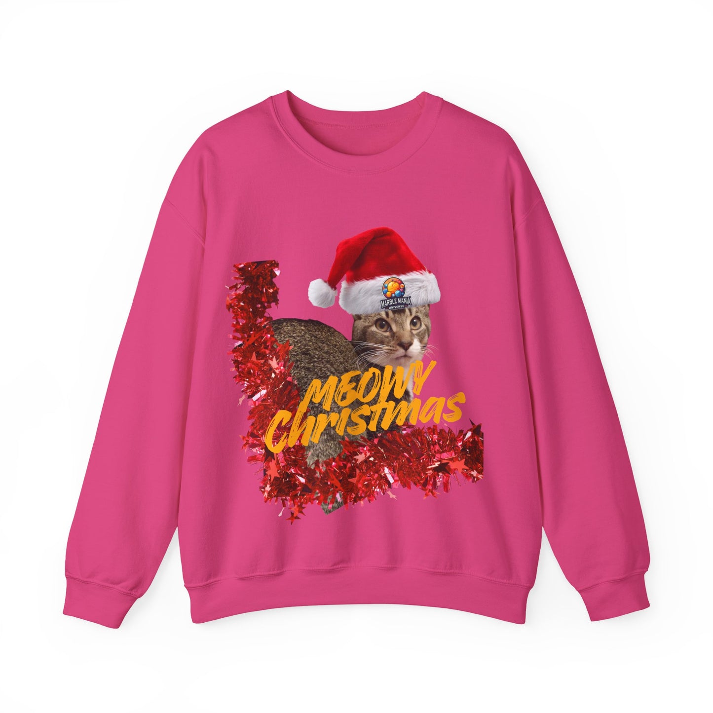 Christmas Cat Crewneck Sweatshirt — "Meowy Christmas" Holiday Sweatshirt