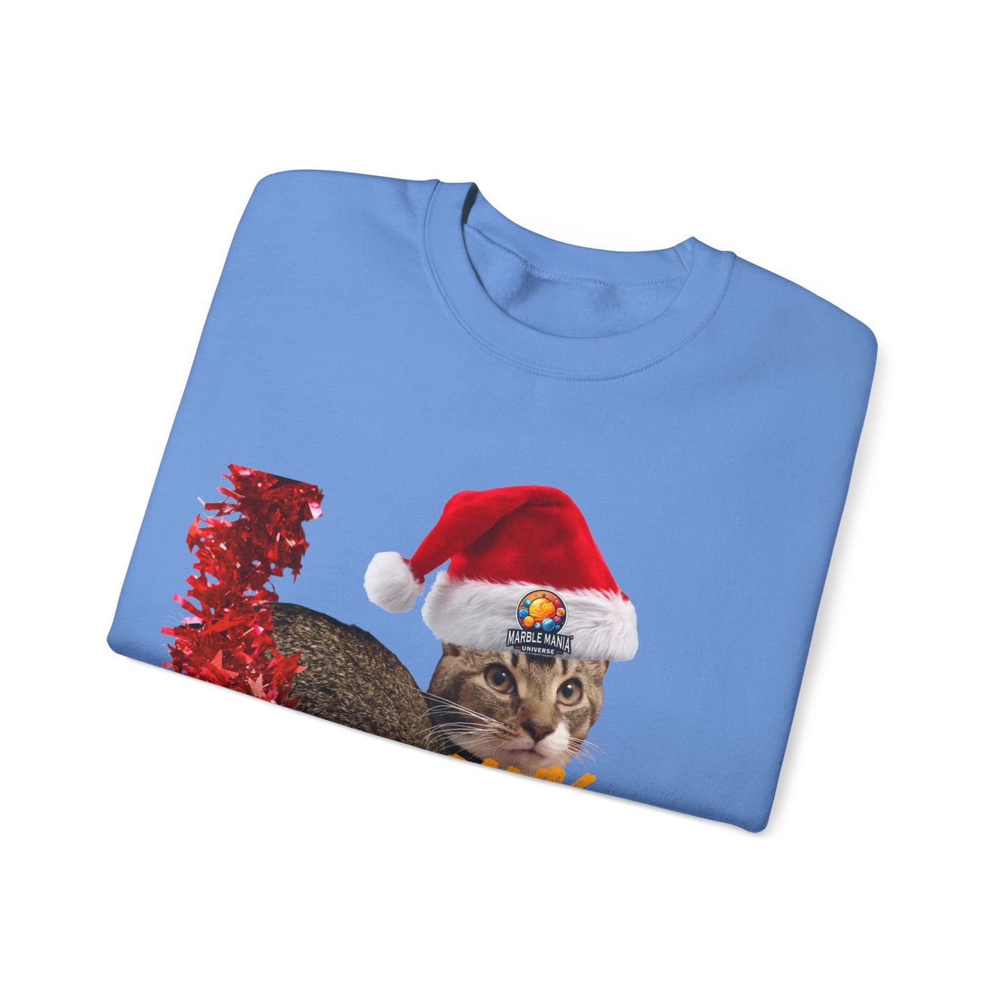 Christmas Cat Crewneck Sweatshirt — "Meowy Christmas" Holiday Sweatshirt