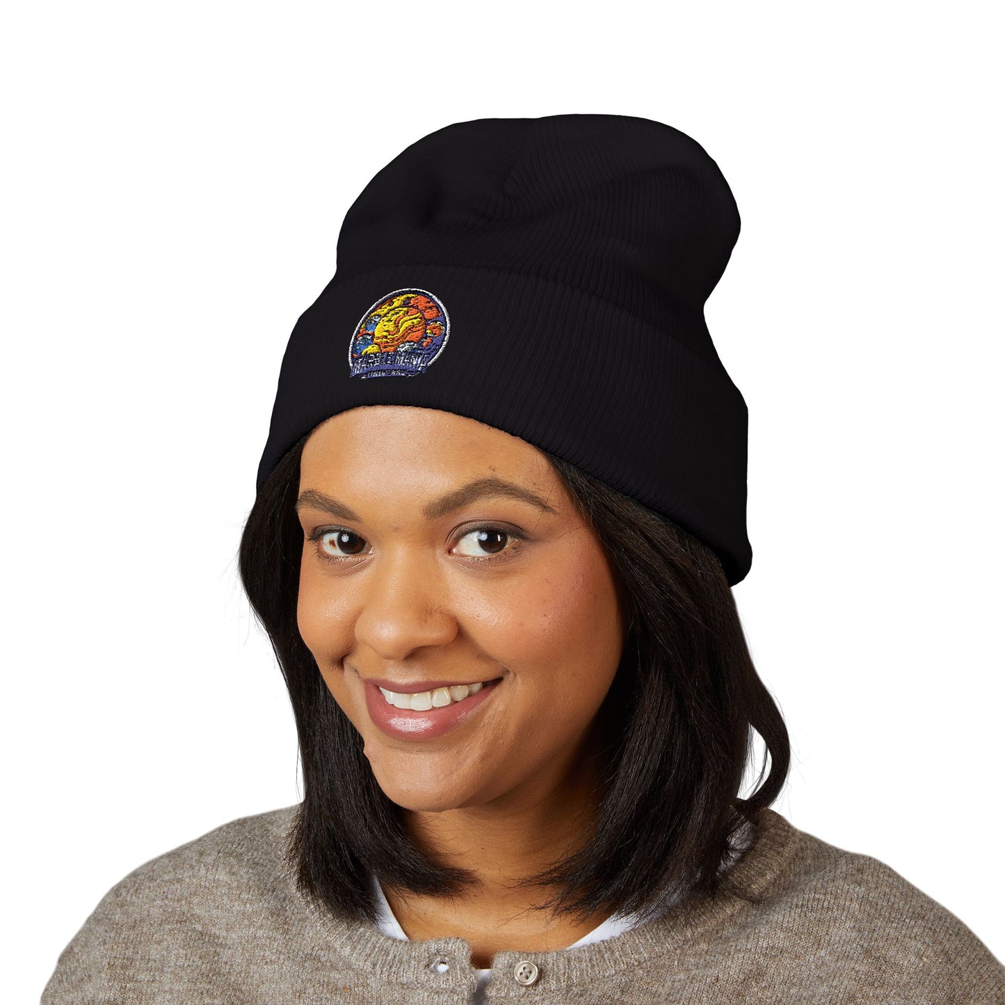 Embroidered Floral Globe Cuffed Beanie — "Local Nature Ambassador"