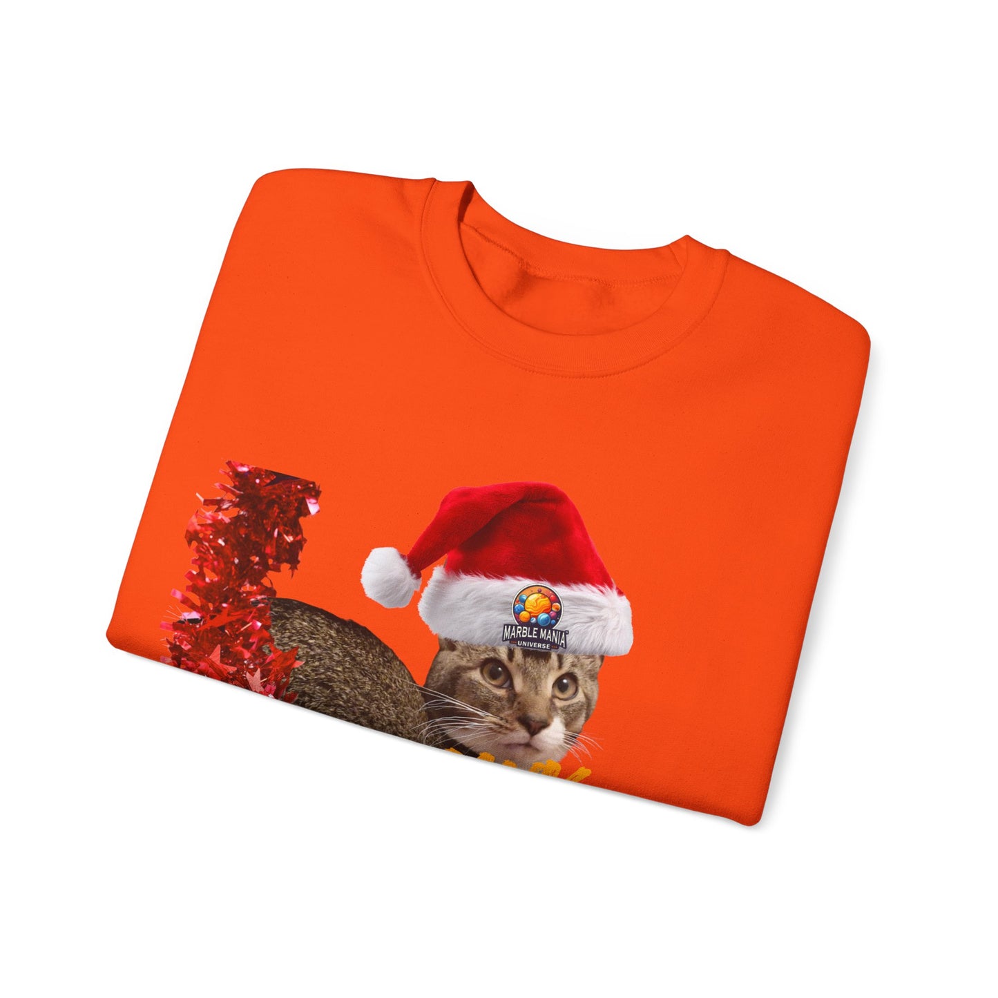 Christmas Cat Crewneck Sweatshirt — "Meowy Christmas" Holiday Sweatshirt