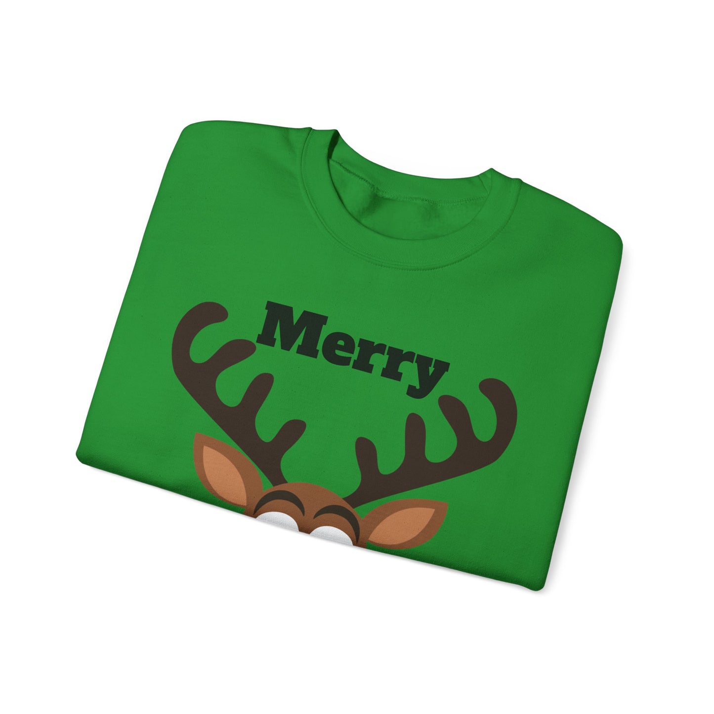 Merry Marblemas Crewneck Sweatshirt — Festive Reindeer Graphic Holiday Sweatshirt