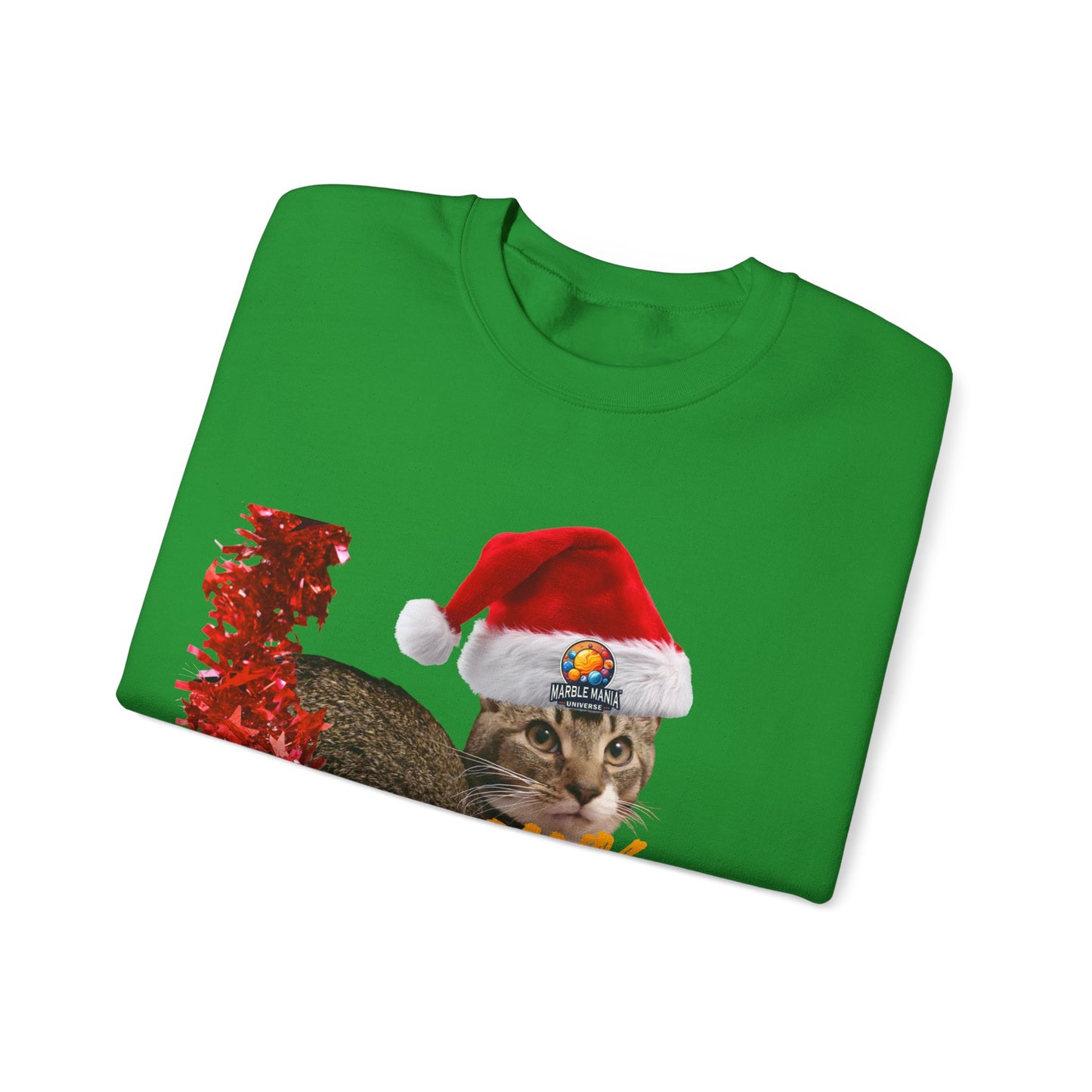 Christmas Cat Crewneck Sweatshirt — "Meowy Christmas" Holiday Sweatshirt