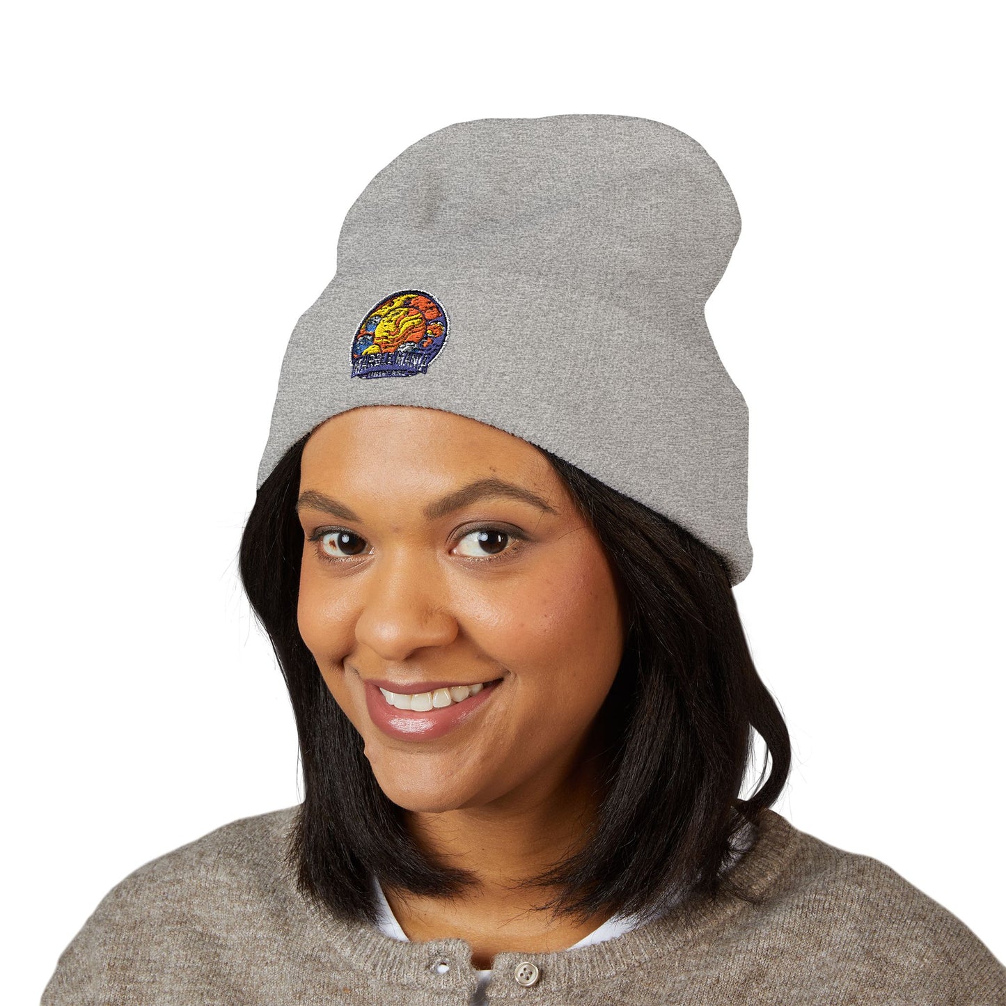 Embroidered Floral Globe Cuffed Beanie — "Local Nature Ambassador"